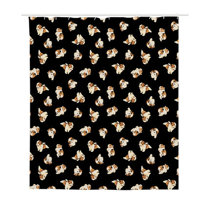 Shih Tzu Puppy Pattern Print Polyester Shower Curtain