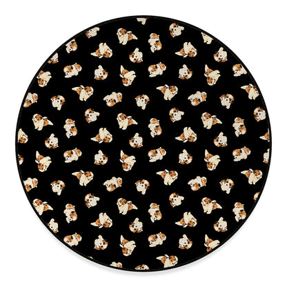 Shih Tzu Puppy Pattern Print Round Floor Mat