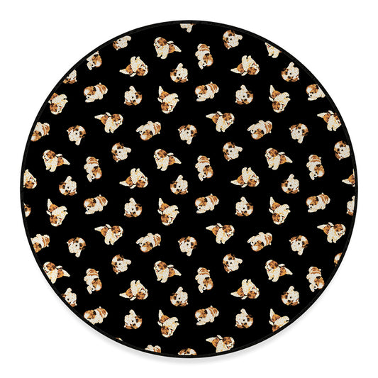 Shih Tzu Puppy Pattern Print Round Floor Mat