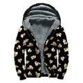 Shih Tzu Puppy Pattern Print Sherpa Lined Zip Up Hoodie