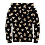 Shih Tzu Puppy Pattern Print Sherpa Lined Zip Up Hoodie