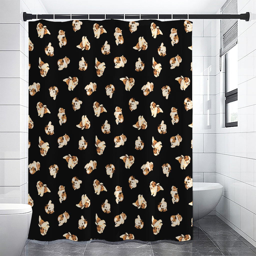 Shih Tzu Puppy Pattern Print Shower Curtain