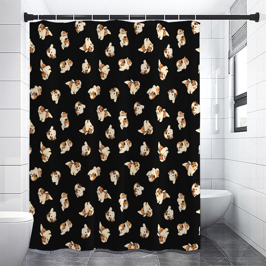 Shih Tzu Puppy Pattern Print Shower Curtain