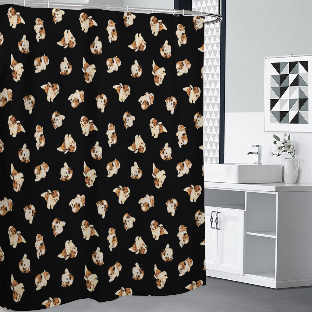 Shih Tzu Puppy Pattern Print Shower Curtain