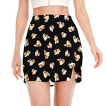 Shih Tzu Puppy Pattern Print Side Slit Mini Skirt