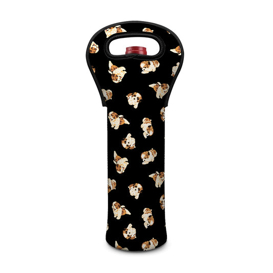 Shih Tzu Puppy Pattern Print Single Neoprene Wine Tote