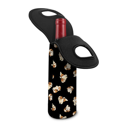 Shih Tzu Puppy Pattern Print Single Neoprene Wine Tote