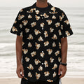 Shih Tzu Puppy Pattern Print Textured Short Sleeve Shirt