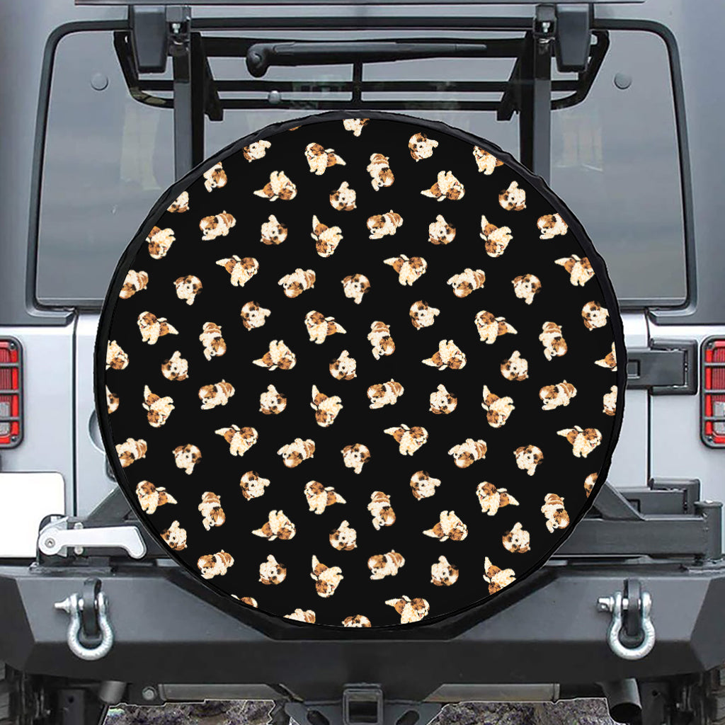 Shih Tzu Puppy Pattern Print Tire Cover