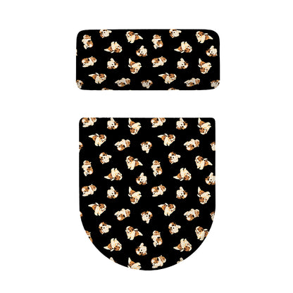 Shih Tzu Puppy Pattern Print Toilet Lid And Tank Cover Set