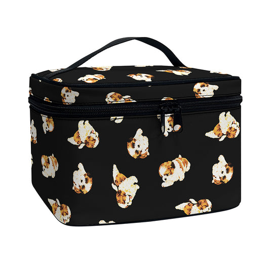 Shih Tzu Puppy Pattern Print Travel Makeup Bag