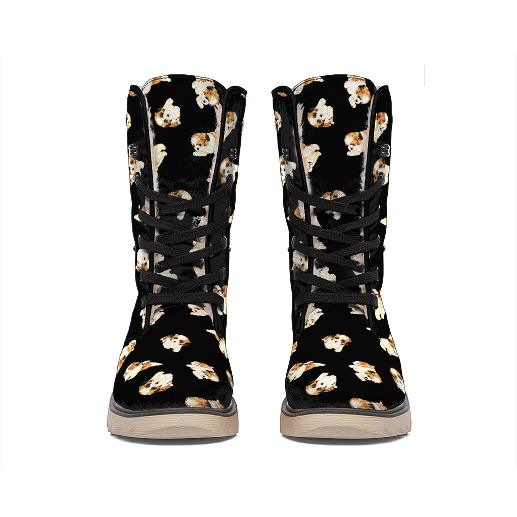 Shih Tzu Puppy Pattern Print Winter Boots