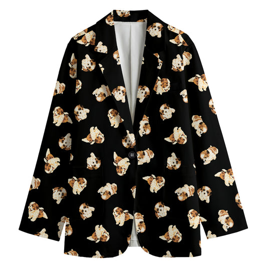 Shih Tzu Puppy Pattern Print Women's Blazer