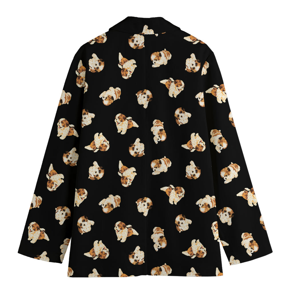 Shih Tzu Puppy Pattern Print Women's Blazer