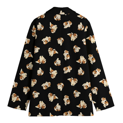Shih Tzu Puppy Pattern Print Women's Blazer