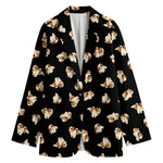 Shih Tzu Puppy Pattern Print Women's Cotton Blazer
