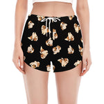 Shih Tzu Puppy Pattern Print Women's Split Running Shorts