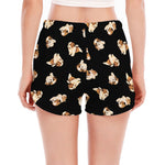 Shih Tzu Puppy Pattern Print Women's Split Running Shorts
