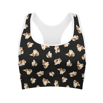 Shih Tzu Puppy Pattern Print Women's Sports Bra