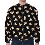 Shih Tzu Puppy Pattern Print Zip Sleeve Bomber Jacket