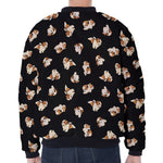 Shih Tzu Puppy Pattern Print Zip Sleeve Bomber Jacket