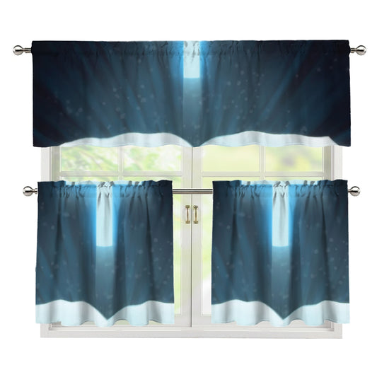 Shining Holy Bible Print 3 Piece Kitchen Curtains