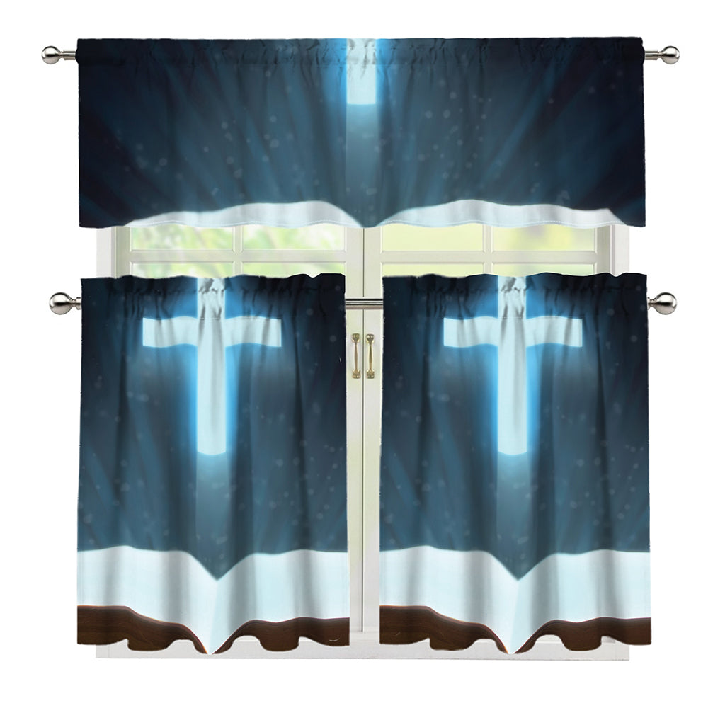 Shining Holy Bible Print 3 Piece Kitchen Curtains