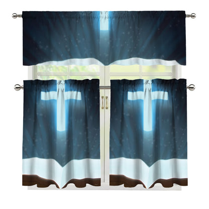 Shining Holy Bible Print 3 Piece Kitchen Curtains