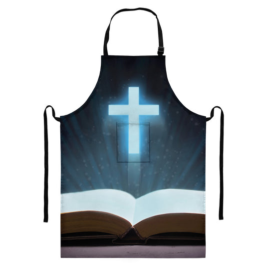 Shining Holy Bible Print Bib Apron With Pocket