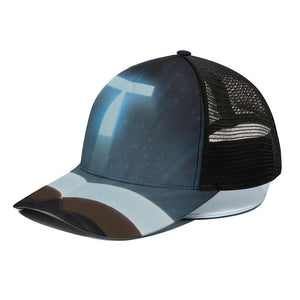 Shining Holy Bible Print Black Mesh Trucker Cap