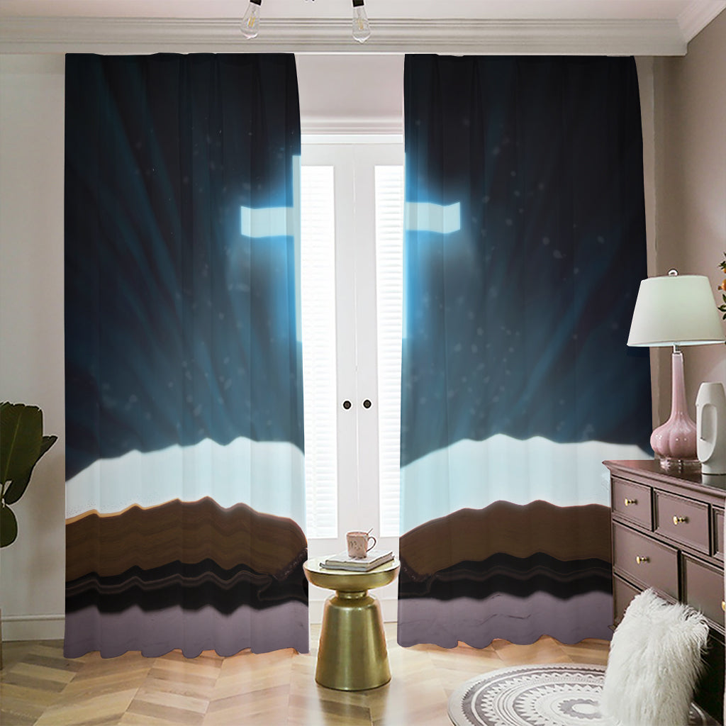 Shining Holy Bible Print Blackout Pencil Pleat Curtains