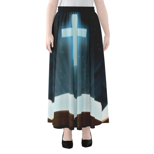 Shining Holy Bible Print Chiffon Maxi Skirt