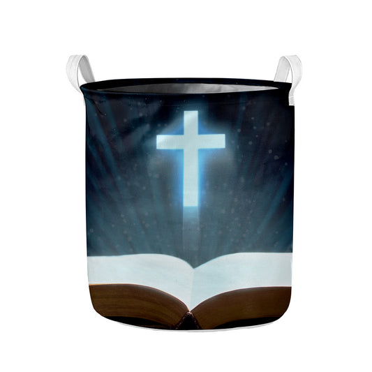 Shining Holy Bible Print Collapsible Laundry Basket