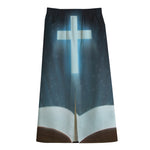 Shining Holy Bible Print Cotton Front Slit Maxi Skirt