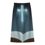 Shining Holy Bible Print Cotton Front Slit Maxi Skirt