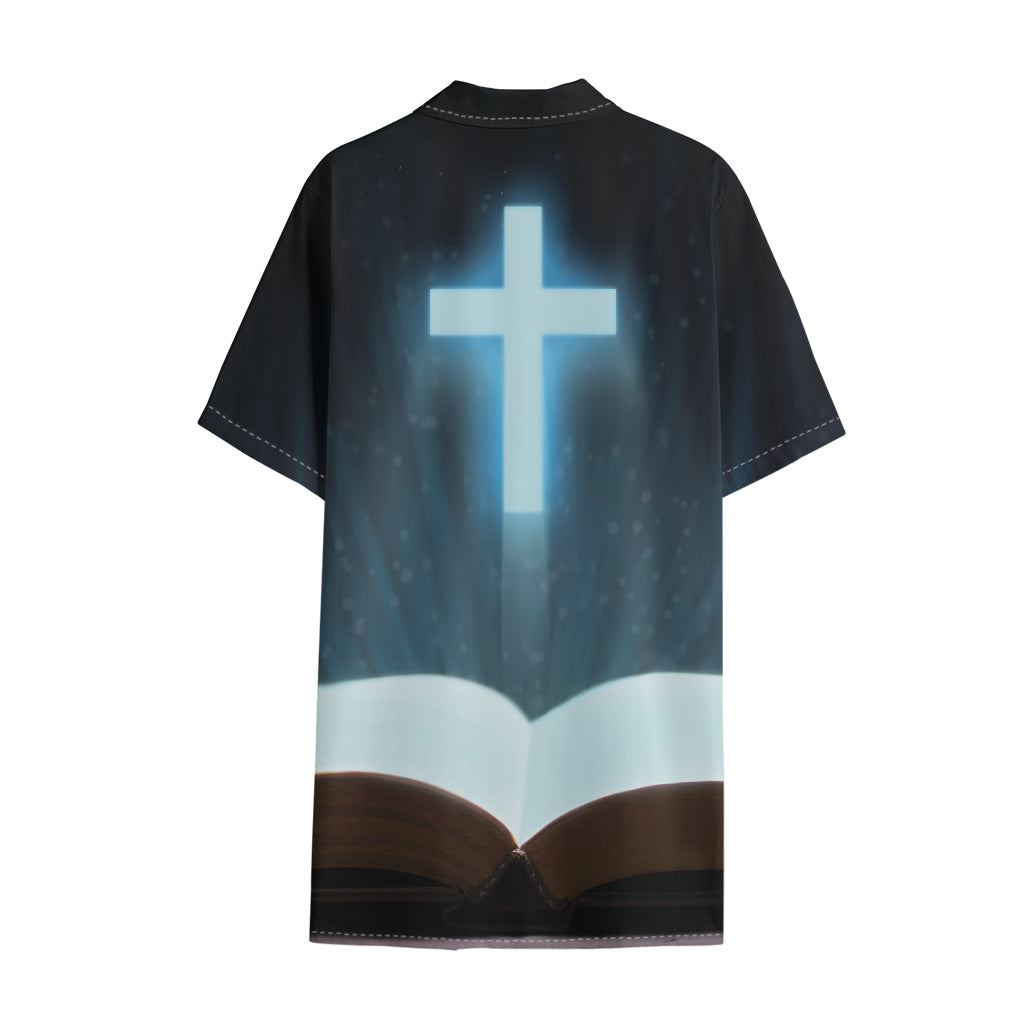 Shining Holy Bible Print Cotton Hawaiian Shirt