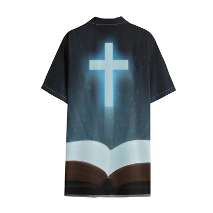 Shining Holy Bible Print Cotton Hawaiian Shirt