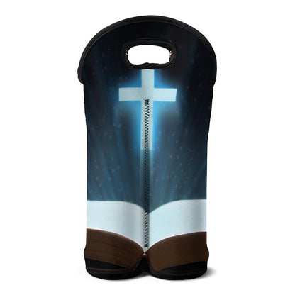 Shining Holy Bible Print Double Neoprene Wine Tote