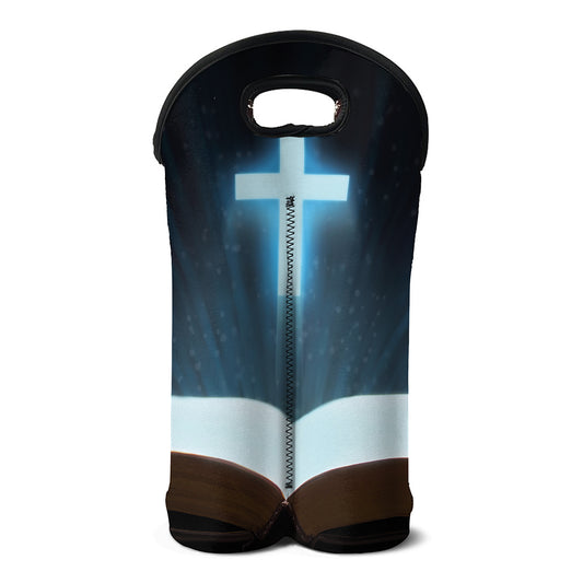 Shining Holy Bible Print Double Neoprene Wine Tote