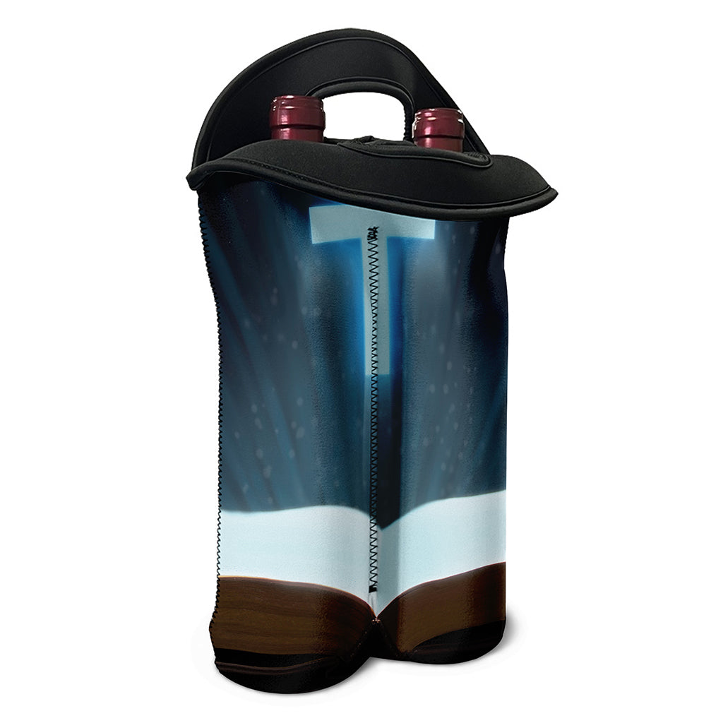 Shining Holy Bible Print Double Neoprene Wine Tote