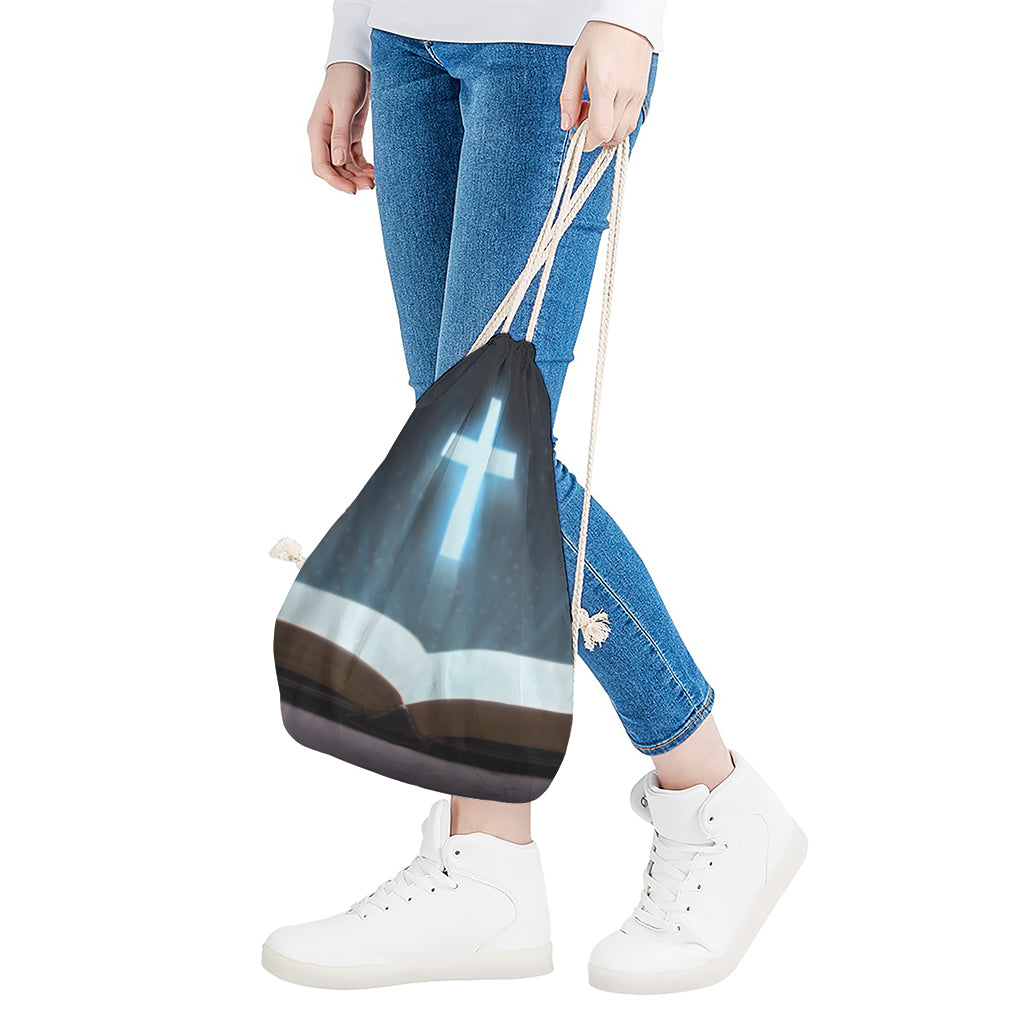 Shining Holy Bible Print Drawstring Bag