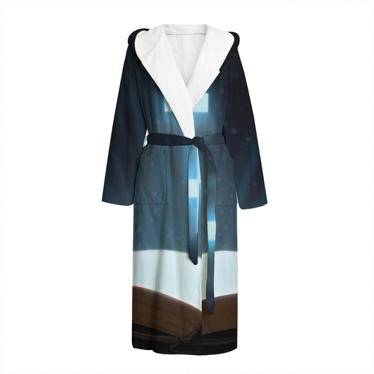 Shining Holy Bible Print Hooded Bathrobe