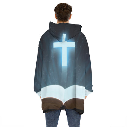 Shining Holy Bible Print Hoodie Blanket