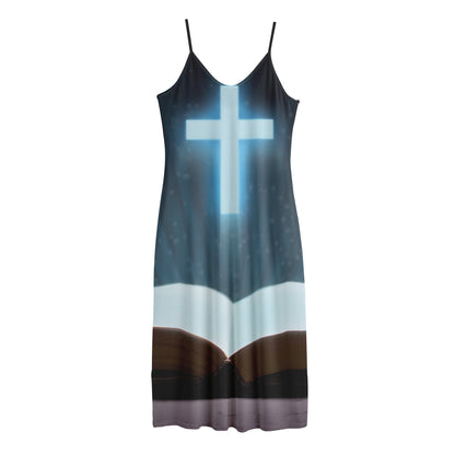 Shining Holy Bible Print Jersey Midi Cami Dress