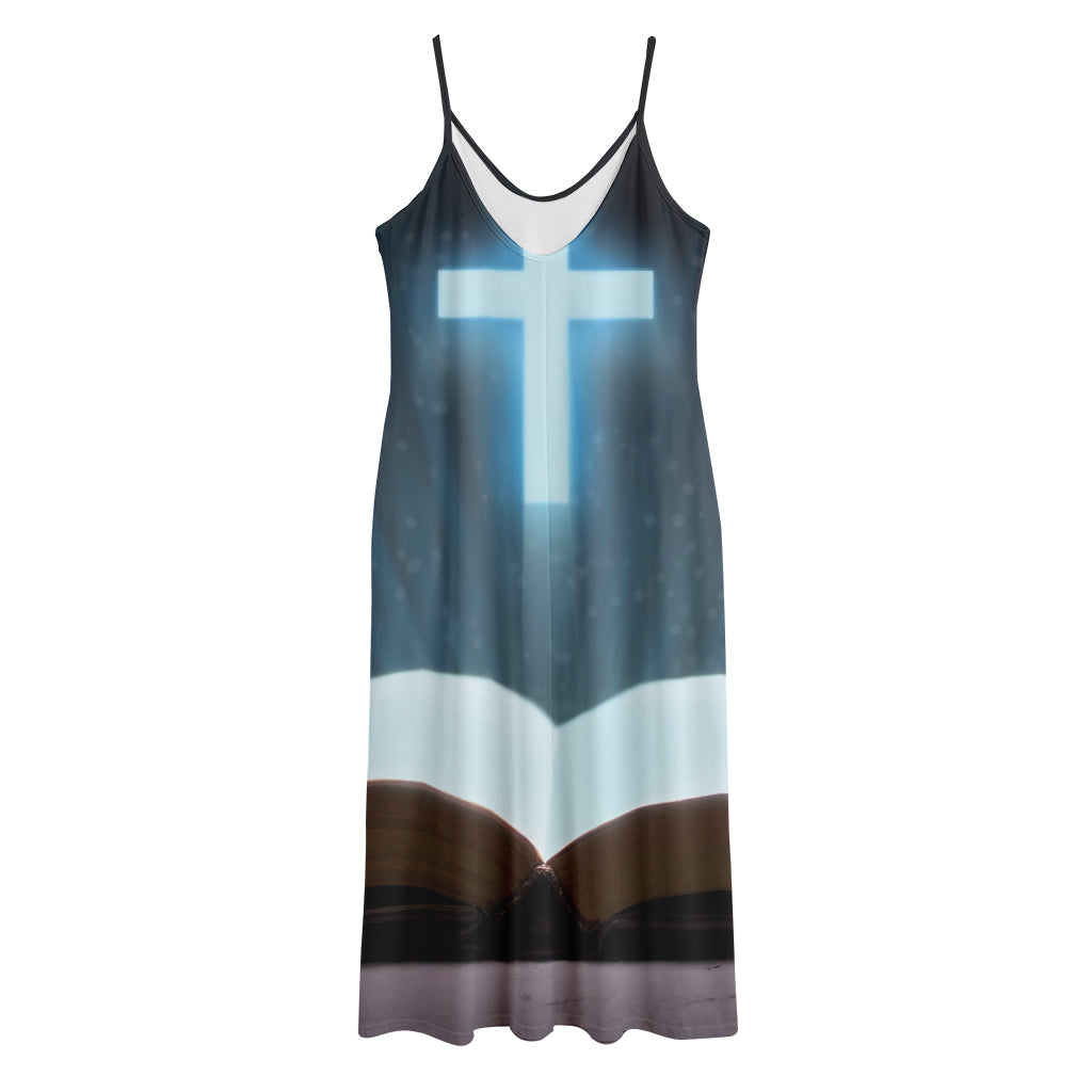Shining Holy Bible Print Jersey Midi Cami Dress
