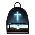 Shining Holy Bible Print Leather Backpack