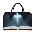 Shining Holy Bible Print Leather Duffel Bag