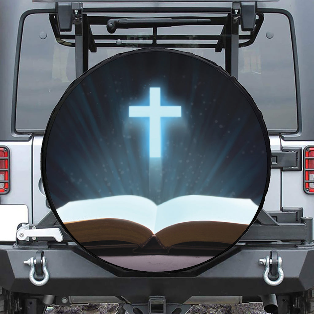 Shining Holy Bible Print Leather Spare Tire Cover