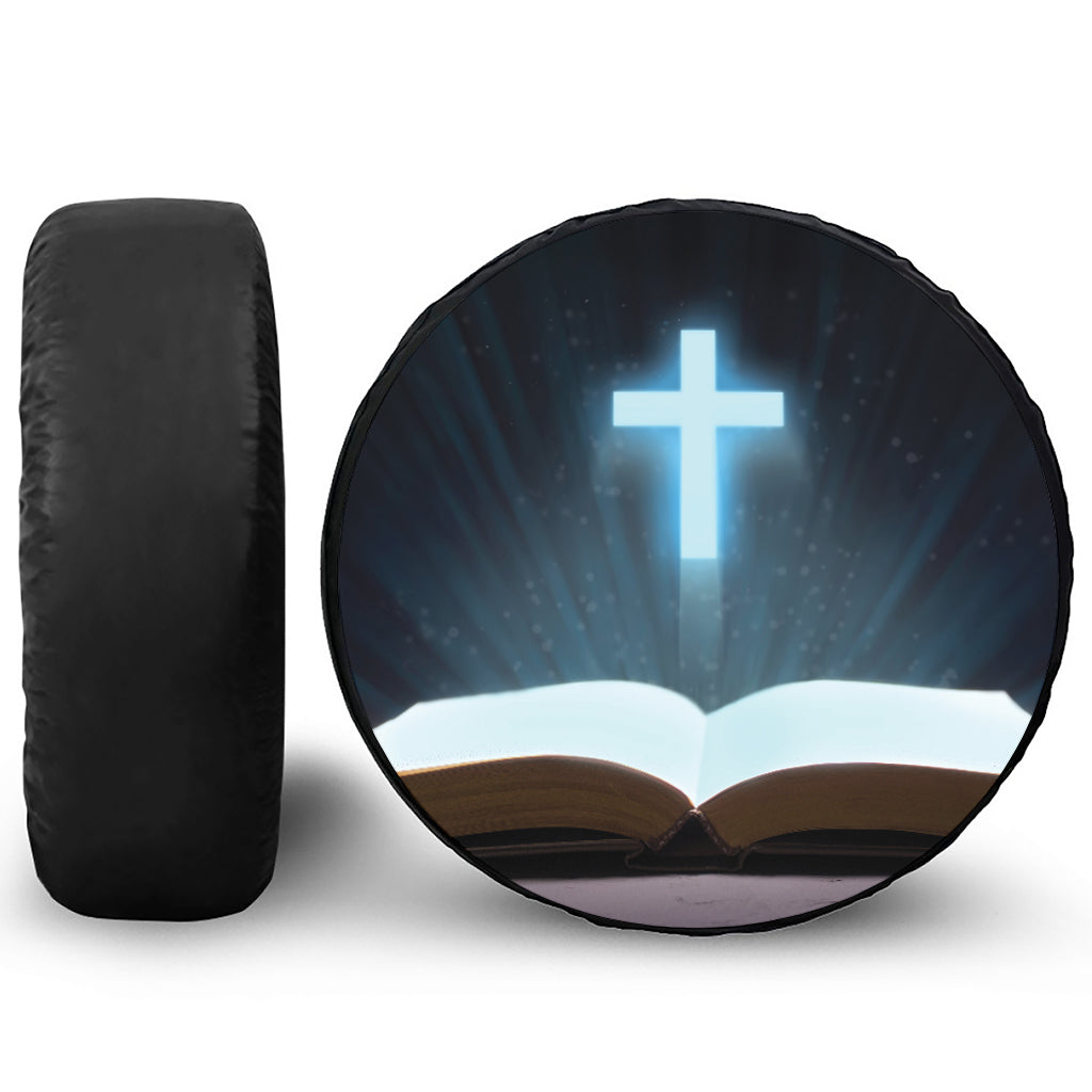 Shining Holy Bible Print Leather Spare Tire Cover