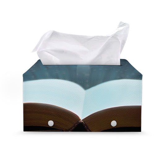 Shining Holy Bible Print Leather Tissue Box Cover